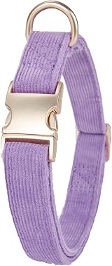 YUDOTE Ultra-soft Dog Collar Natural Cotton Corduroy Lilac Medium Dog view 7