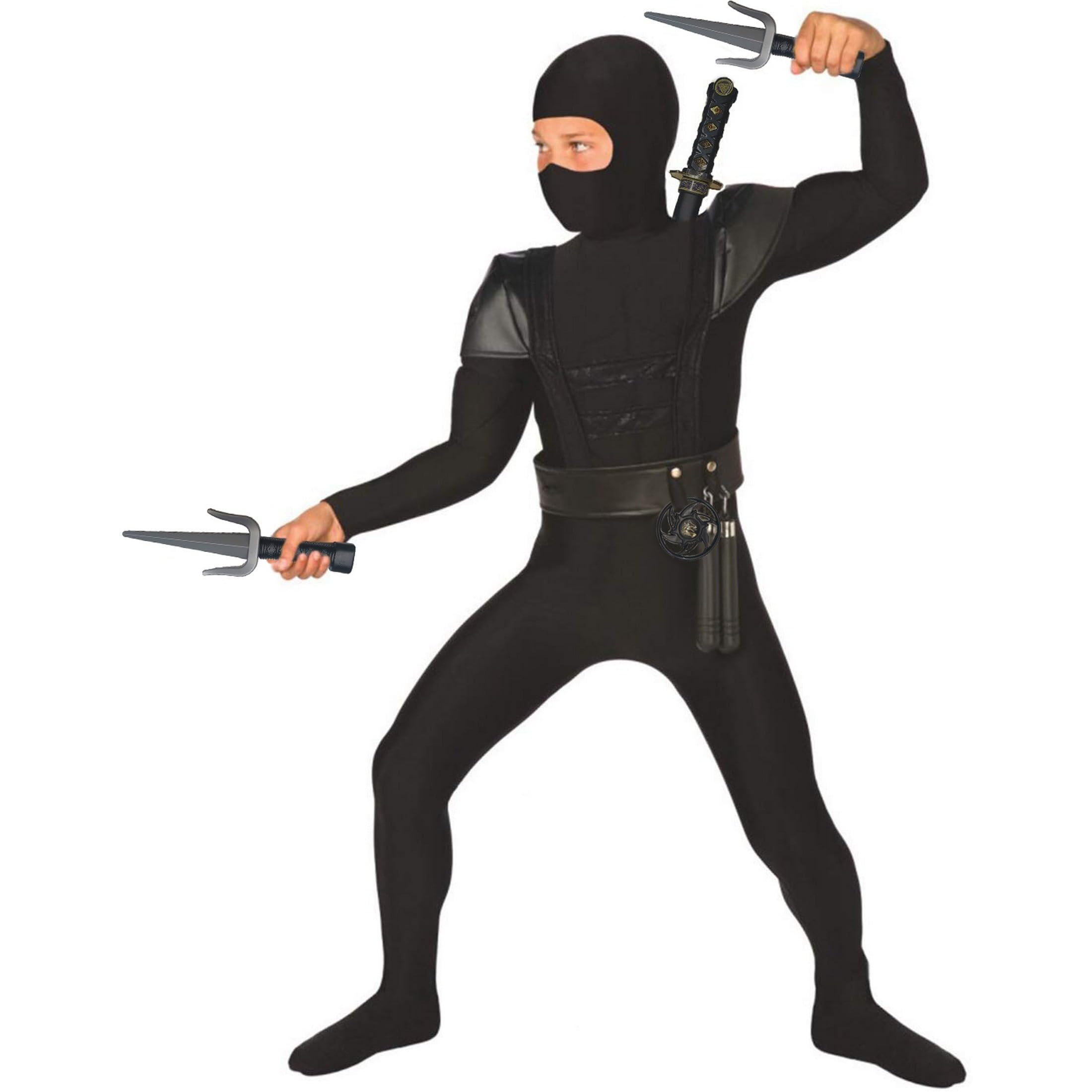 Morph Ninja Kostüm Kinder Jungen und Mädchen, Ninja Anzug Schwarz, Faschingskostüme Kinder Junge, Karneval Kostüm Kind, 4-6 Jahre 8