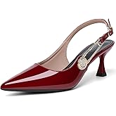QFDZLA Women's Slingback Kitten Heels Closed Pointy Toe Elegant Dressy Wedding Party Dress Shoes Pumps for Women