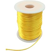 Zorfeter 2 mm x 330 Feet Satin Nylon Cord, Silky Smooth String Rattail for Jewelry Making Bracelet Necklaces, Beading Thread for Macrame Kumihimo Chinese Knot Craft(Gold)