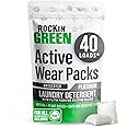 Rockin' Green Laundry Detergent Pods, Plant-based, All Natural, Vegan & Biodegradable Odor Fighter, Safe for Sensitive Skin (Unscented, Active Wear 40 Pods)