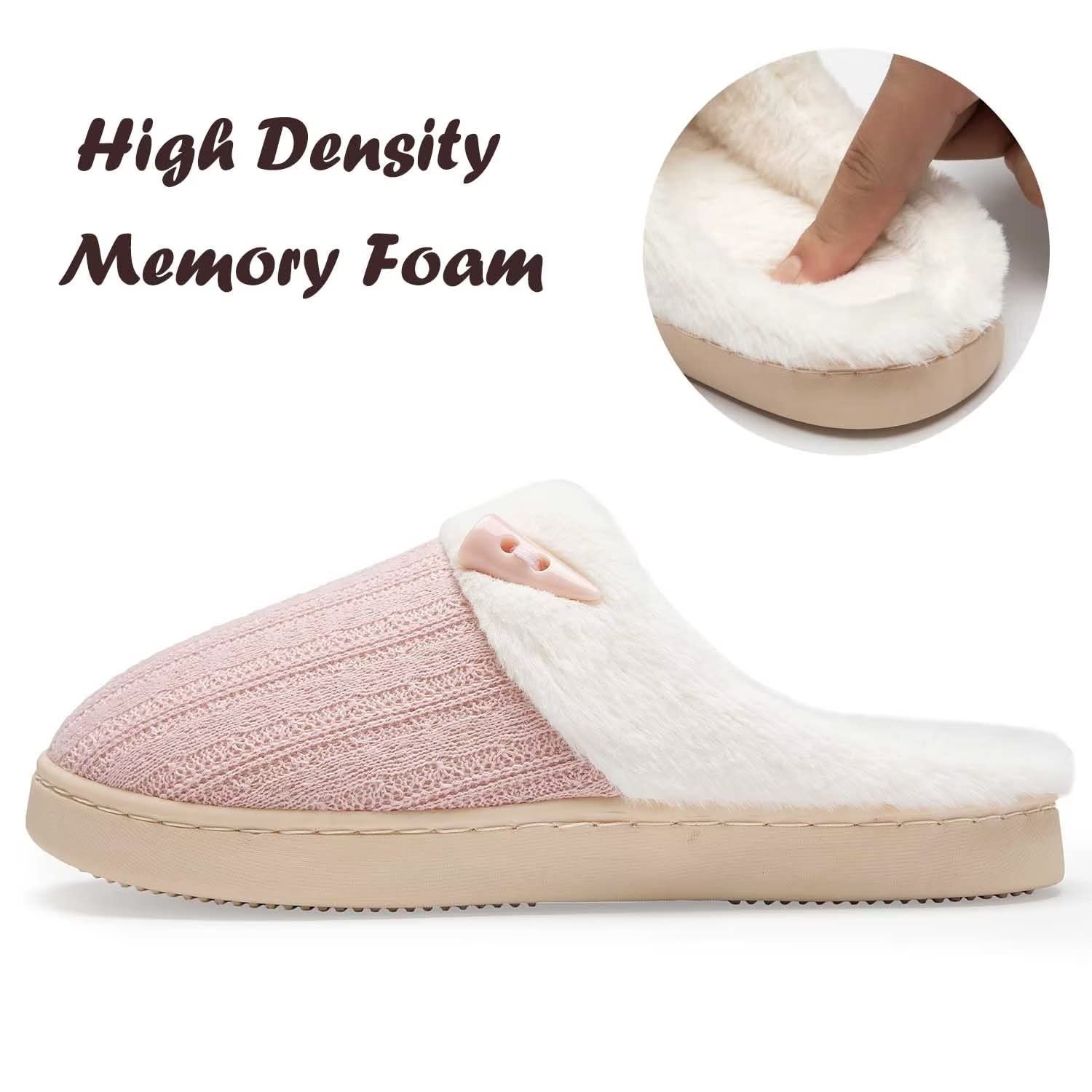 NineCiFun Women's Slip on Fuzzy House Slippers Memory Foam Slippers Scuff Outdoor Indoor Warm Plush Bedroom Shoes with Faux Fur Lining