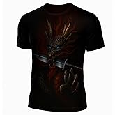 Blissboy Funny Dragon Graphic T-Shirt Novelty Short Sleeve Crewneck Shirt