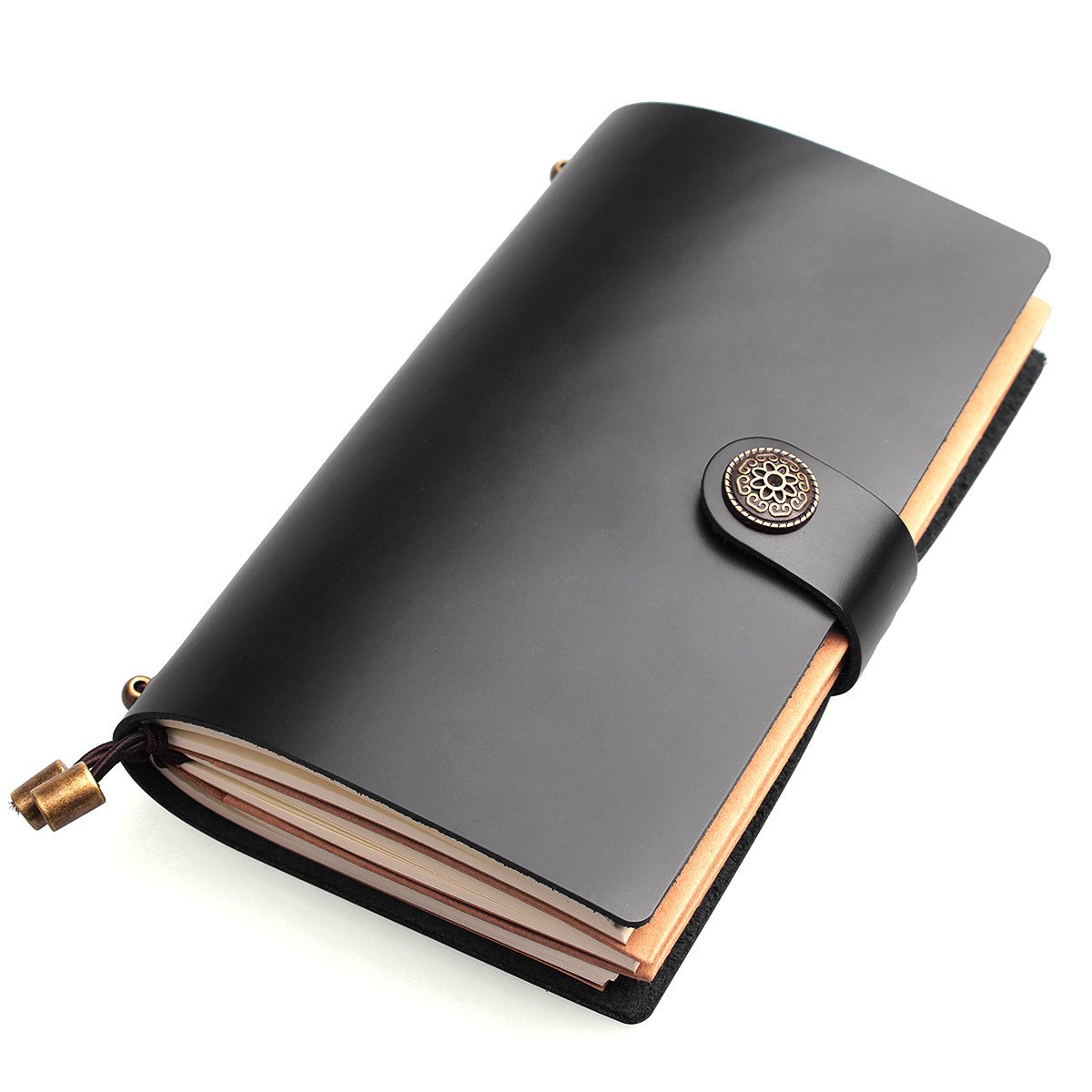 AYOUYA Leather Journal Writing Notebook Refillable Travellar Notebook Leather Notebook Paper Handmade Genuine Leather Writing Journal Diary 6.5 x 4 Inches, Perfect Gift for Art Sketchbook (black)