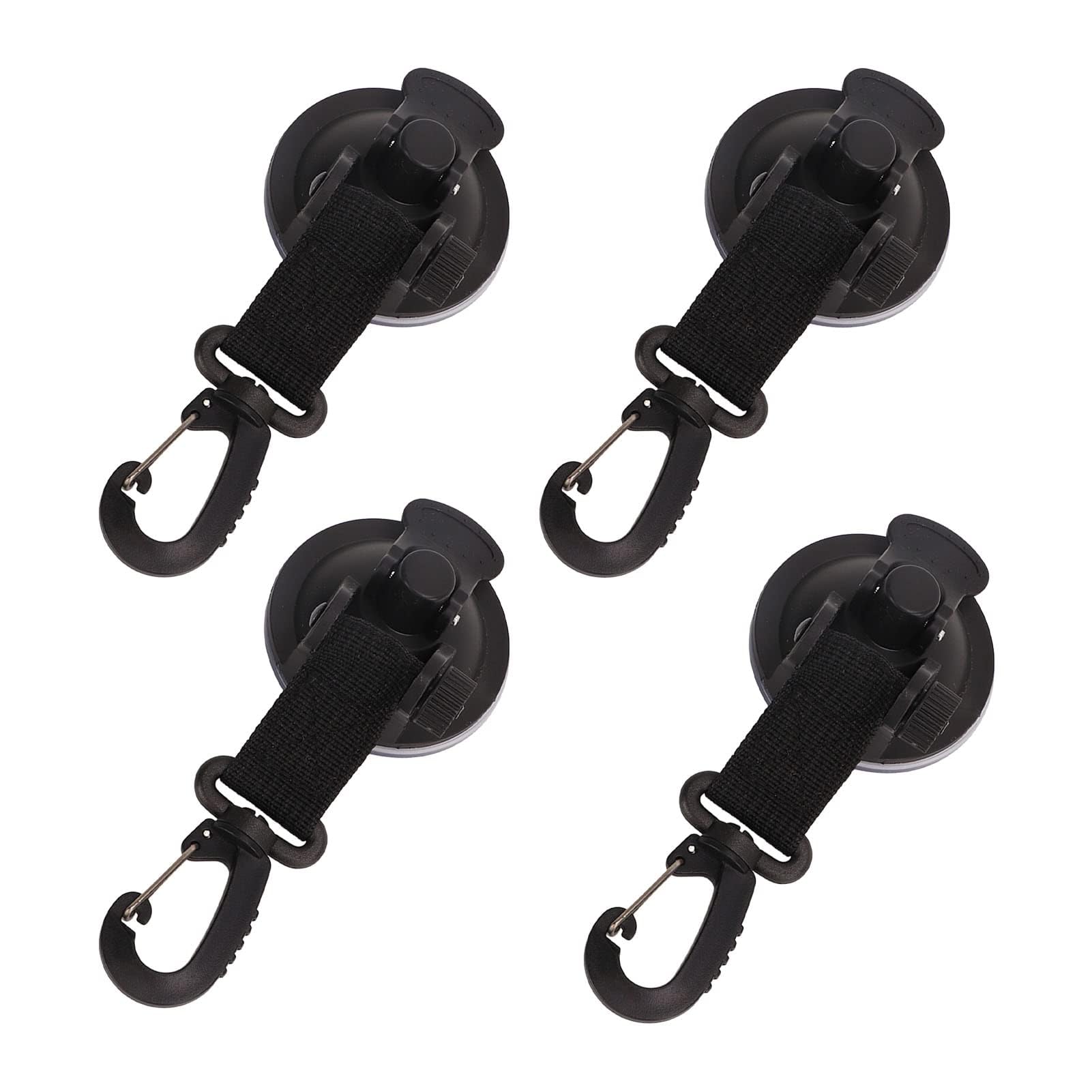 HERCHR 4Pcs Heavy Duty 68mm/2.7in Suction Cup Anchor Strong with Hooks, Nylon Webbing Lock Grip Suitable for Tie Down Car Side Awning Boat Camping Trap, Travel and More Outdoor Activities