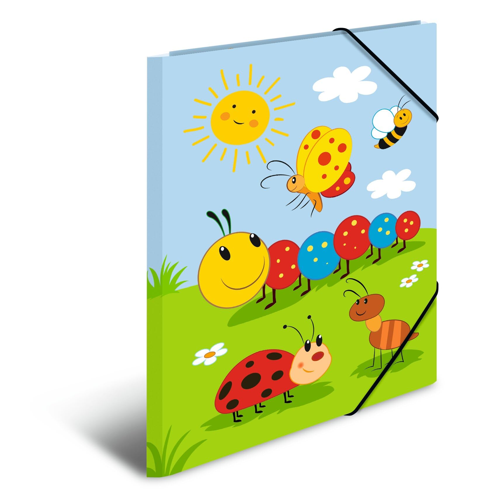 HERMA Elastic Folder Kindergarten with Frieda & Friends Motif, A3, Sturdy Cardboard, with Inner Print, 1 Span Folder
