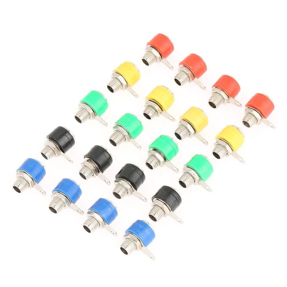 Hilitand Banana Plug Socket,20Pcs Mixed Colors 4mm Speaker Amplifier Terminal Banana Plug Socket Jack Connectors