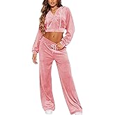 SMSN Women Sweatsuits Set Velvet 2 Piece Tracksuit Outfits Velour Jogging Long Sleeve Sweat Hoodie and Sweatpants Set