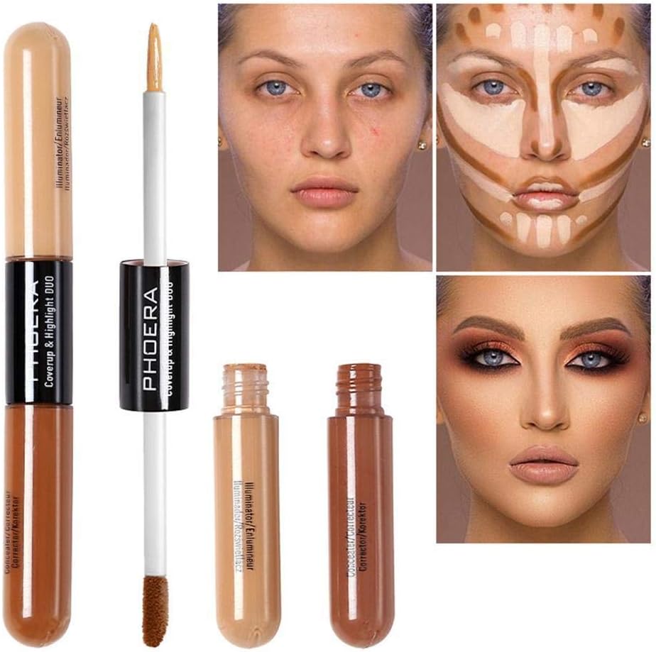 Doublehead Liquid Face Concealer Pens Highlight Stick Bronzer Brighten