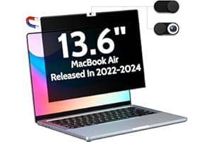 Peslv Magnetic Privacy Screen Compatible with Macbook Air 13.6 Inch (2022-2024, M2, M3), Removable Matte Anti Glare Blue Light Protector Private Security Filter for Mac Laptop Computer