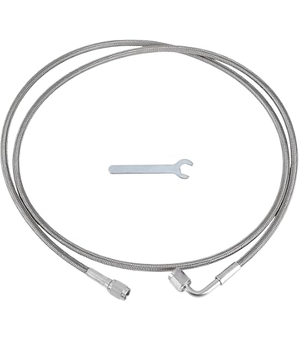 Ligne D'alimentation Huile Turbo AN3 Universelle – Longueur 9 Pouces (22,8 Cm) – Extrémités Droite Et à 90° – Tressée Acier Inoxydable, âme PTFE