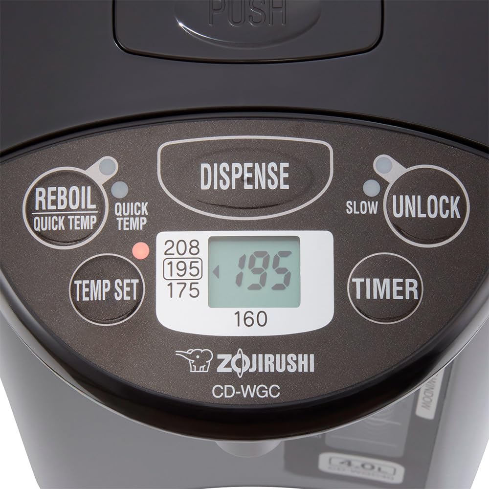Photo 1 of Zojirushi CD-WGC40TS Micom Water Boiler & Warmer 4.0 Liter, Silver Dark Brown, PFAS-free & BPA-free