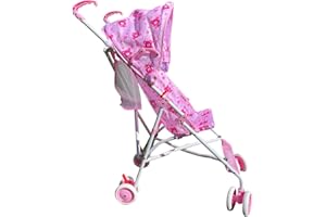 AmorosO Single Umbrella Stroller for Toddler, Travel Stroller for Babies - Sunlight and Light Rain Protection - Baby Pink Stroller with Four EVA Wheels - Travel-Ready Stroller - Round Canopy