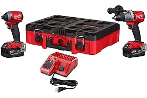 Milwaukee 2997-22PO M18 Fuel 18 Volt lithium-Ion Cordless Brushless Impacte Driver and Hammer Drill Combo Kit with Packout Case