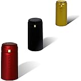 PVC heat shrink capsules - 100 count I Variety mix: 40 matte black, 40 burgundy red, 20 classic gold color