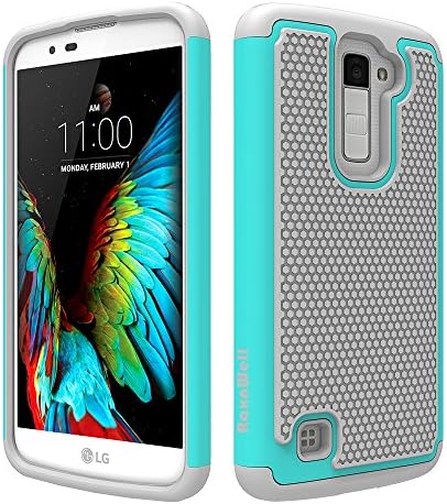 LG K10 / Premier LTE Case,[K430/K420/K410],RaxnWell [Anti Slipping][2-Piece style] Soft Silicone Rubber Hybrid Armor Shockproof Protective Case Cover For LG K10 (Teal)