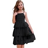 Girls Sleeveless Square Neck Fluffy Tiered Dress Cute Tulle Tutu Birthday Party Dress Tween Girls Trendy Dresses