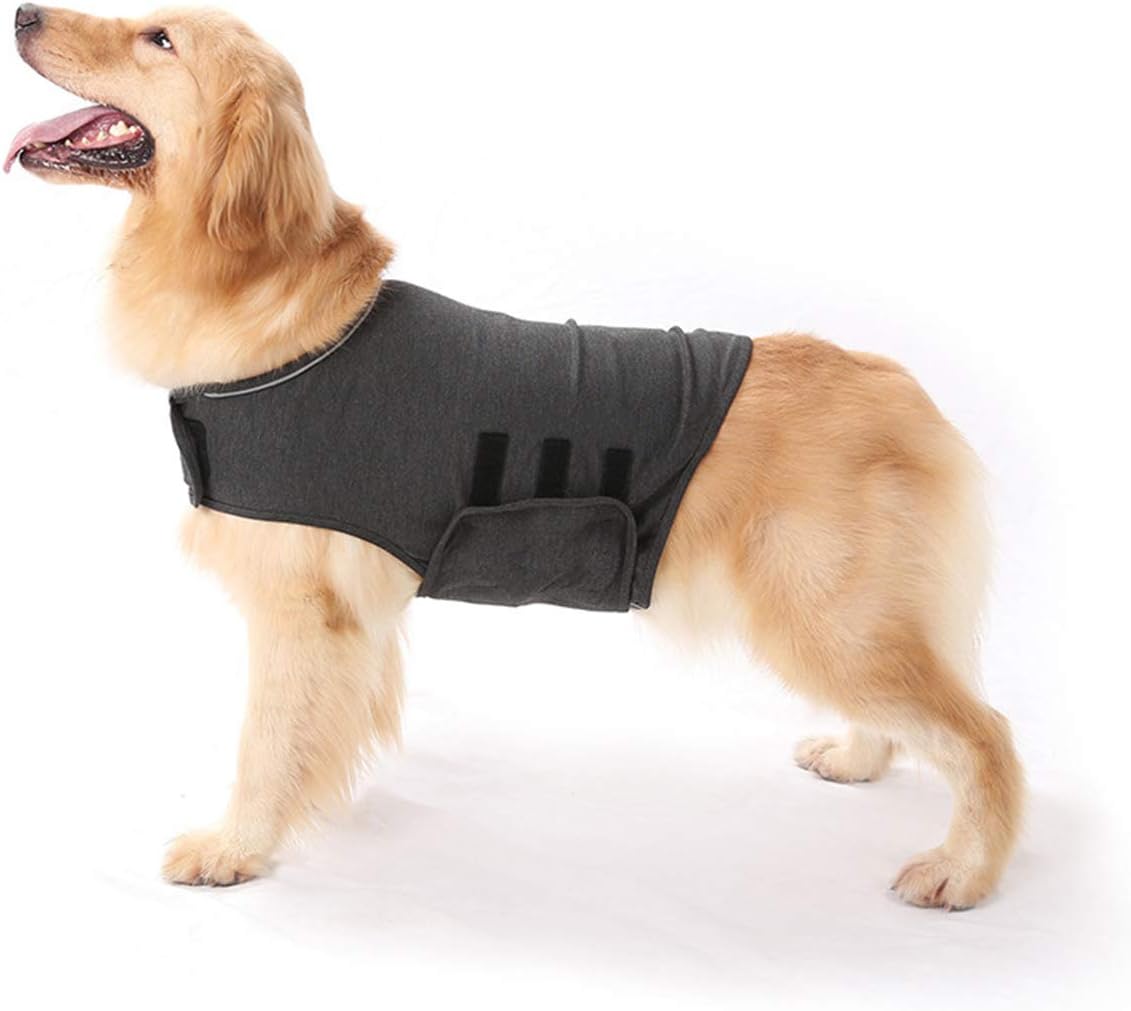 Haokaini Anti-Anxiety Dog Jacket - Calming Coat for Stress Relief - Warm Vest, Lightweight Thunder Wrap - Dark Grey, S