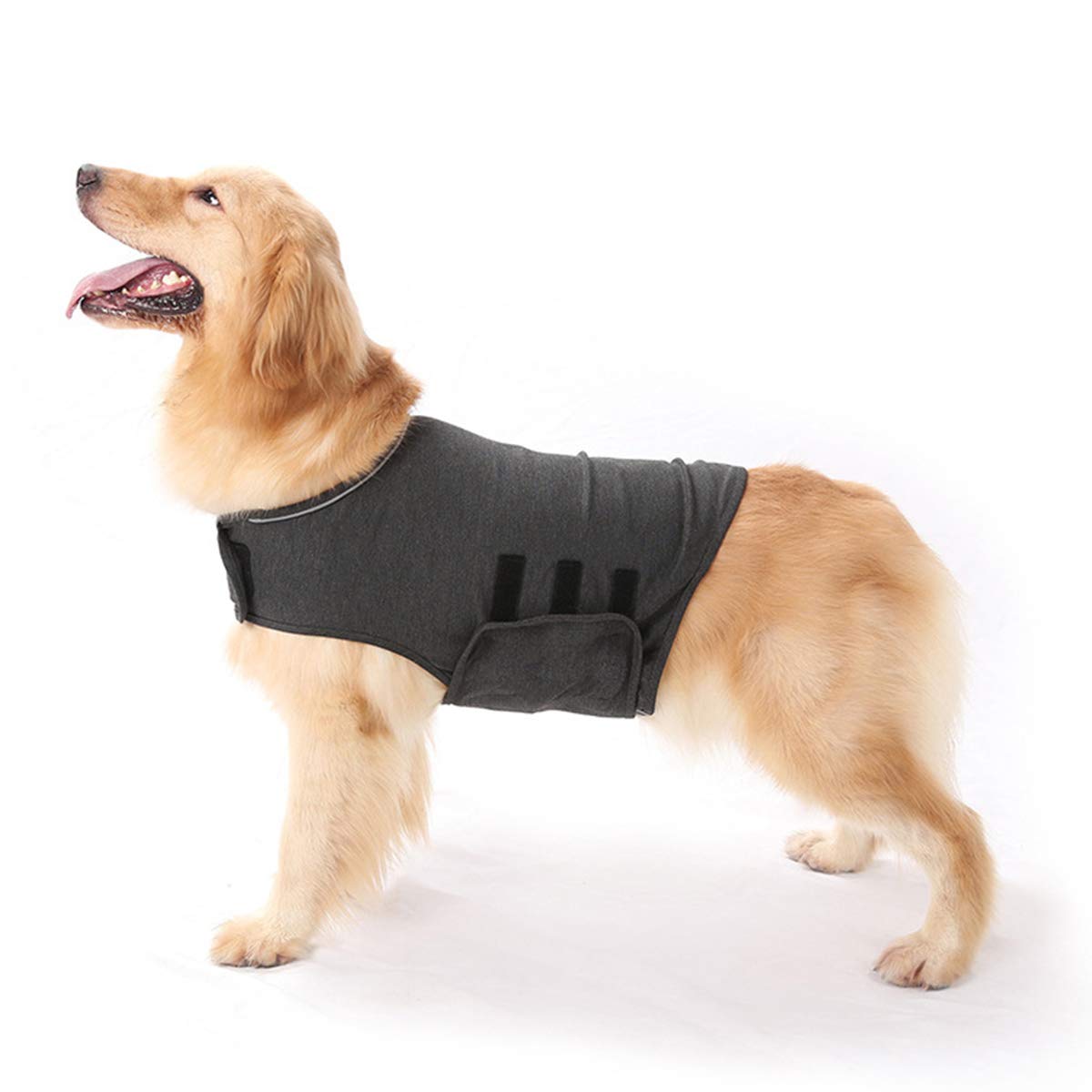 Xinapy Dog Anxiety Jacket,Calming Vests Coat Thunder Dog Wrap Anxiety Shirt Keep Calm Clothes for Anxiety Stress Relief(Dark Grey,L)