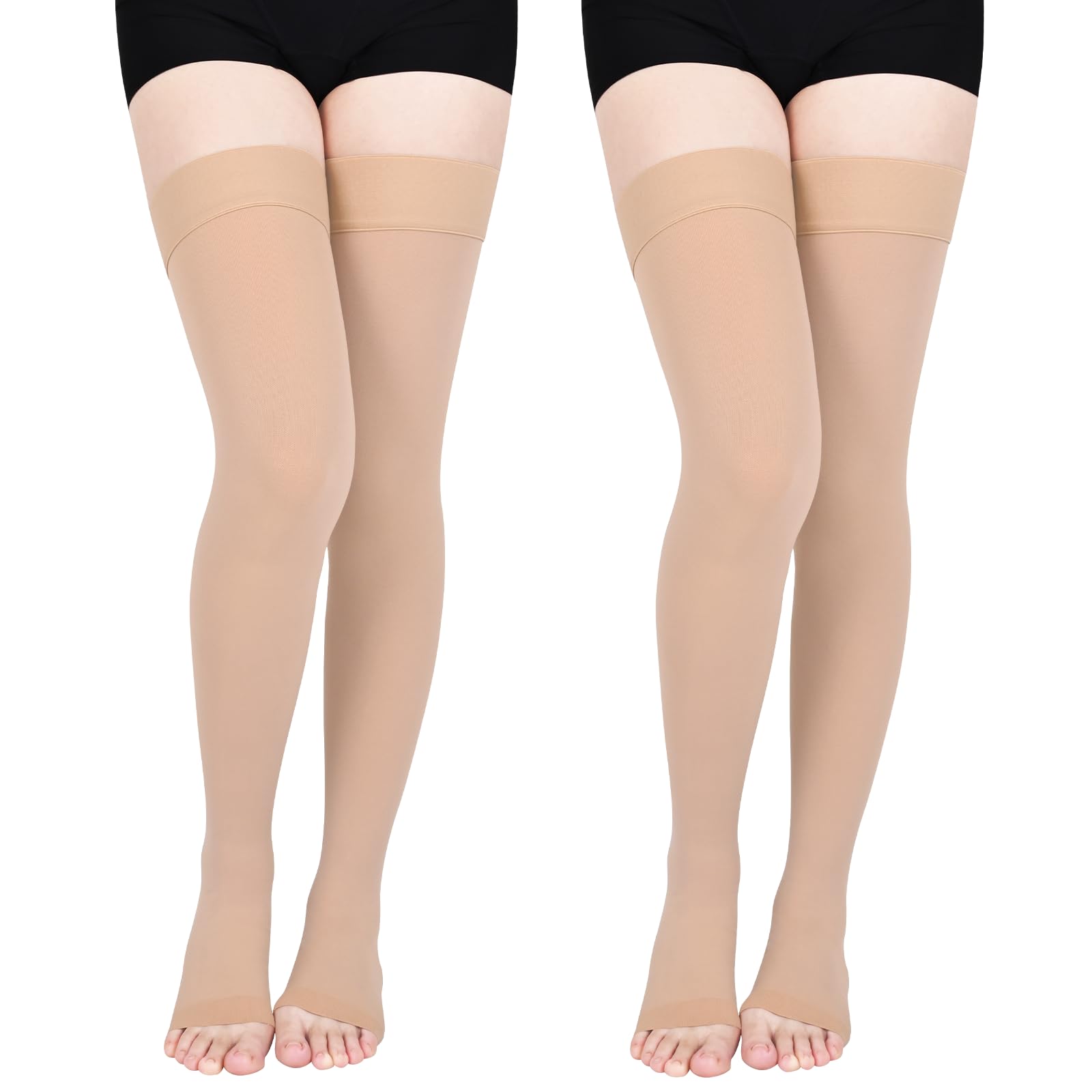 Photo 1 of Wegitcs 2Pair 20-30mmHg Compression Stockings for Women, Open-Toe Thigh High Compression Socks, Medical Compression Stockings for Varicose Veins, Swelling, Teacher, Doctor?Beige?S ?