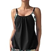 ZAFUL Womens Tankini Tops Blouson Tummy Control Swim Top Loose Fit Bathing Suit Top No Bottom