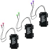 Halloween Glowing Eyes Lights, 3 Pack LED Eye Lights with 3 Battery Boxes, 8 Modes & 6H Timer, 17.7in Wires, Battery Operated Red Green Purple Eyes for Skulls, Masks, Pumpkins & Haunted House Decor
