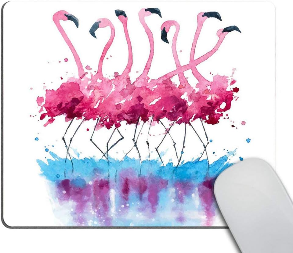 Flamingos Watercolor Painting, Animal Mouse Pad 9.5 X 7.9 Inch (240mmX200mmX3mm)
