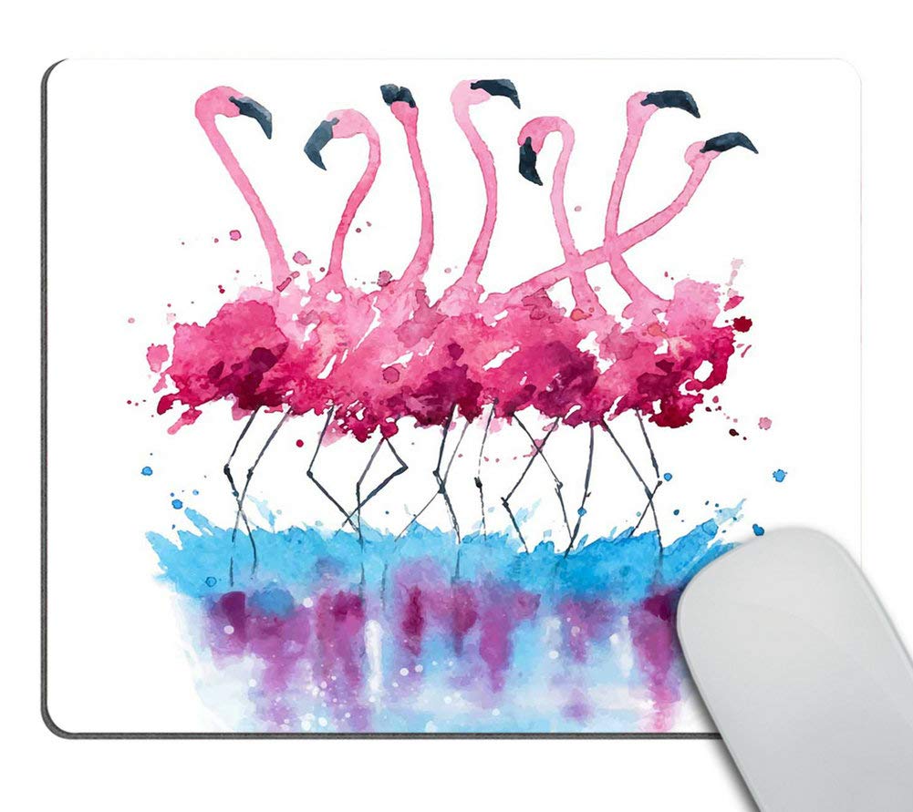 Wasach Flamingos Watercolor Painting, Animal Mouse Pad 9.5 X 7.9 Inch (240mmX200mmX3mm)