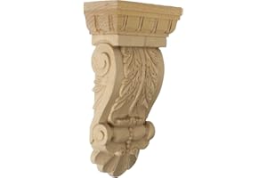 EKENA MILLWORK 5 1/8"W x 2 3/4"D x 9 3/4"H Thin Flowing Acanthus Corbel, Alder