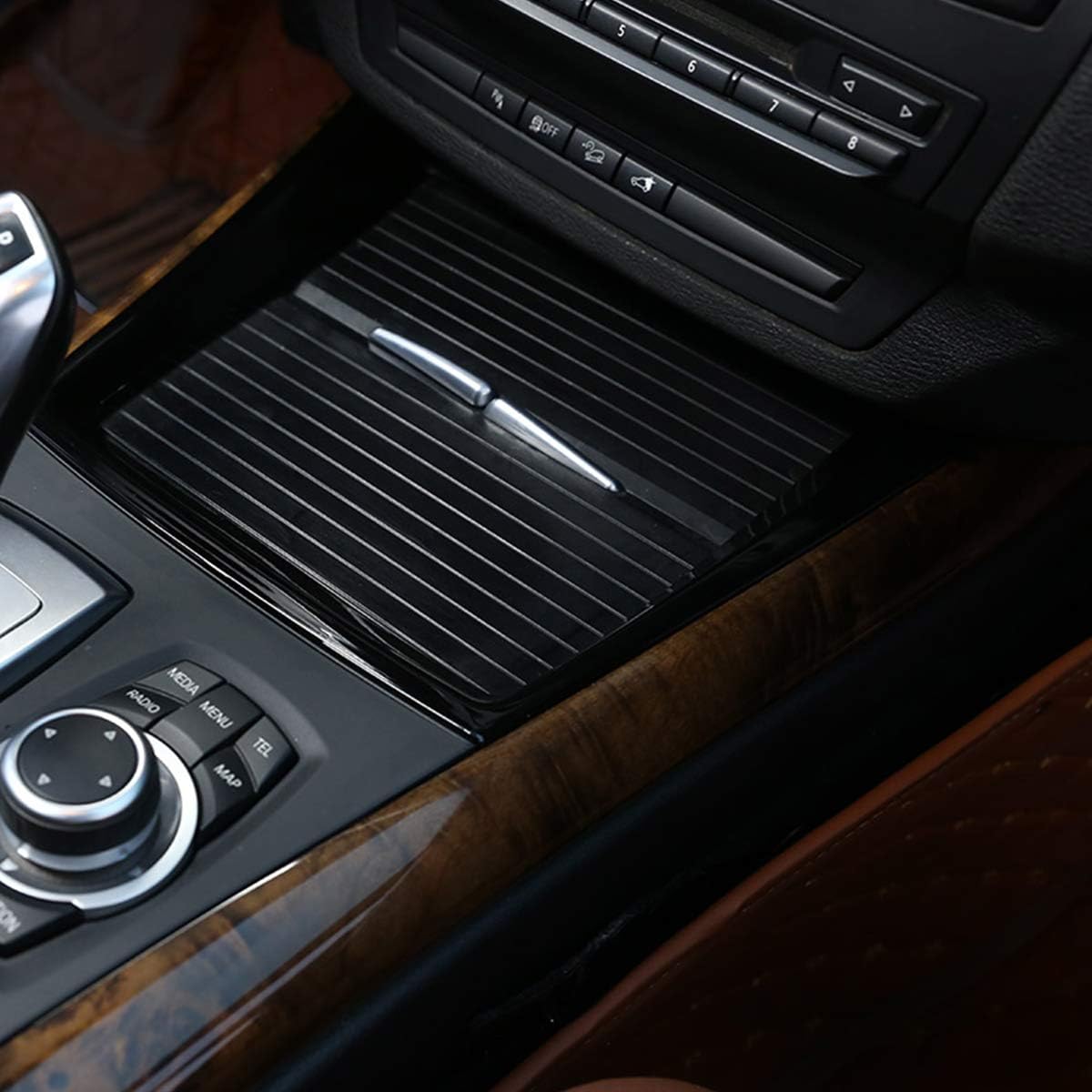 Black Interior Center Console Cup Holder Trim For BMW X5 E70 X6 E71