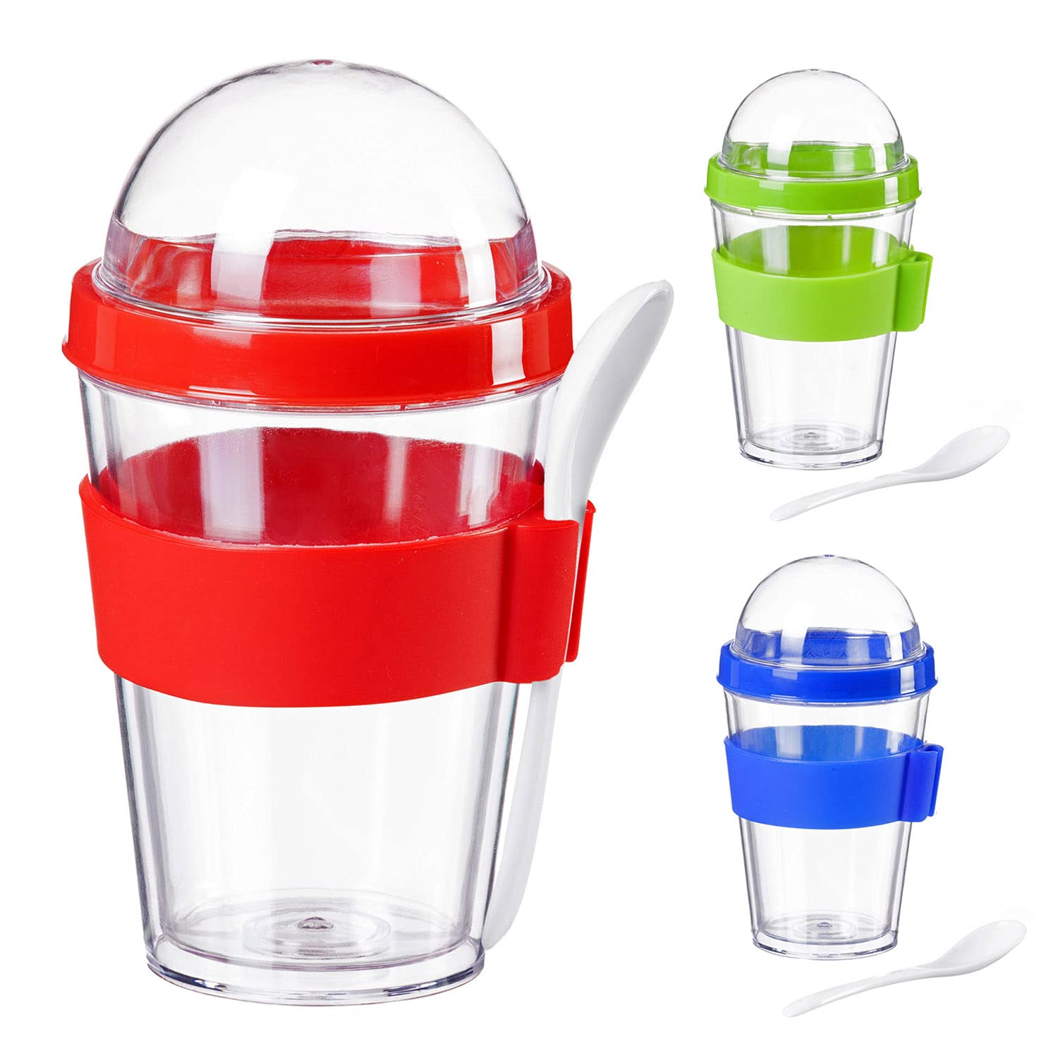 Cereal-to-go yoghurt jar, with lid red