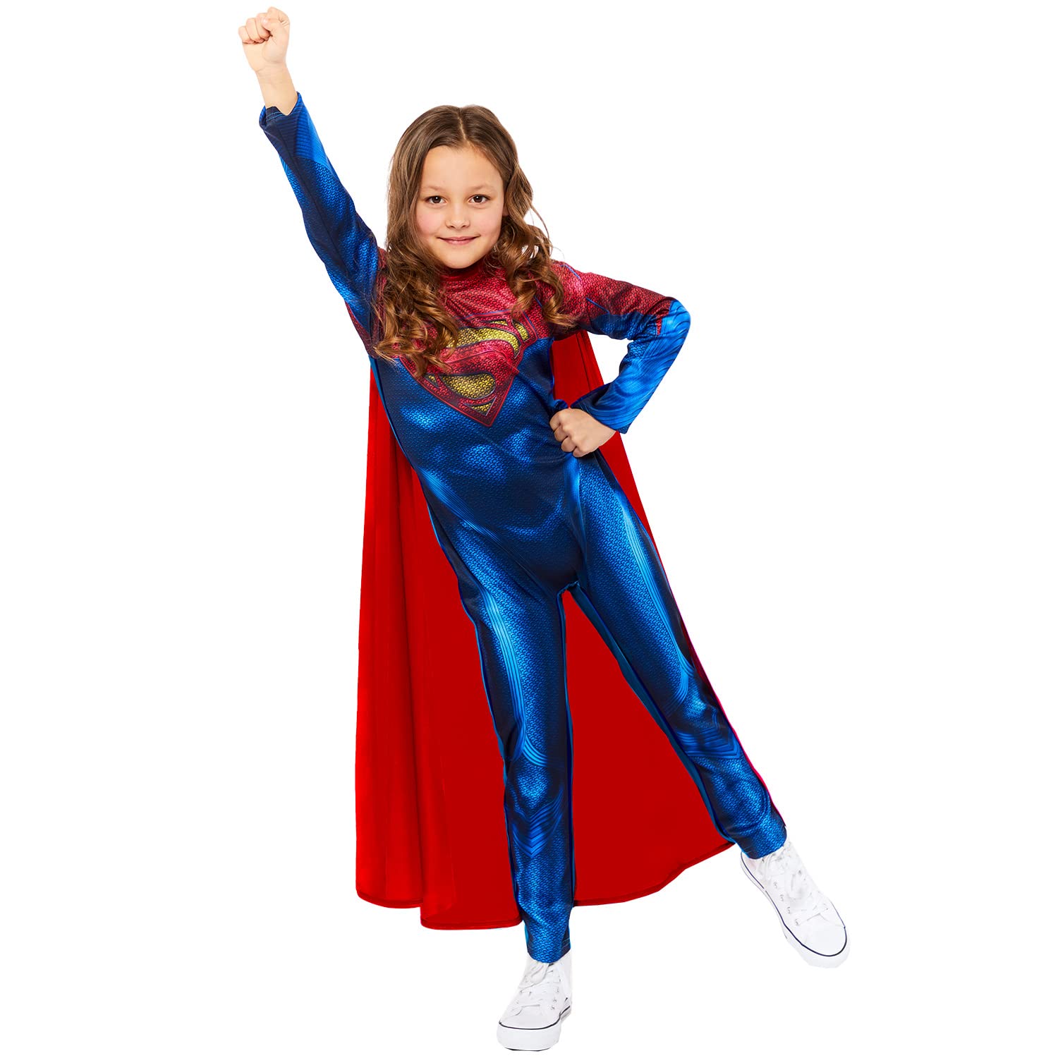 amscan 9915770 - Kids Official Warner Bros Supergirl Jumpsuit Girls Fancy Dress Costume Age: 6-8 Yrs, Blue