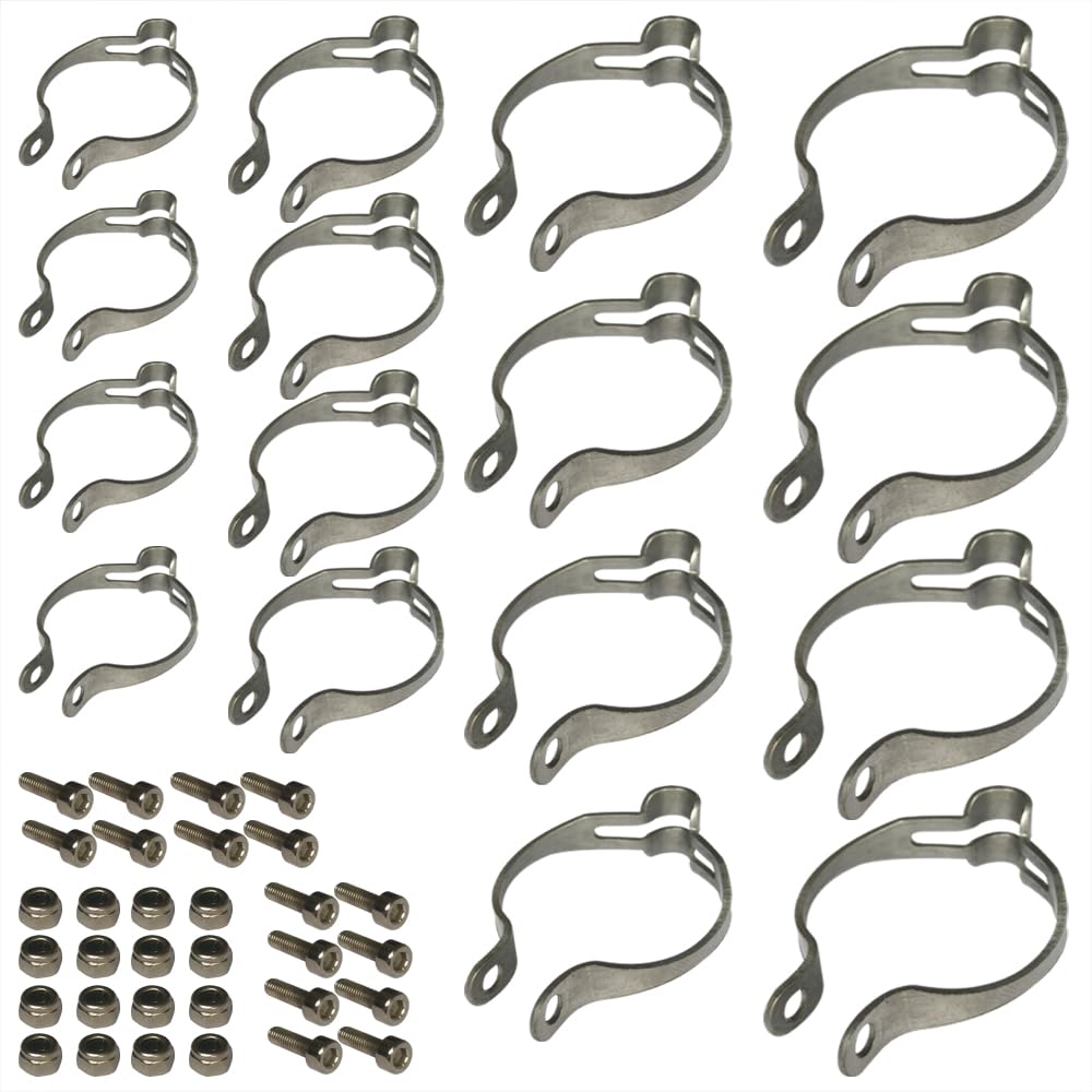 Pirhosigma 4 Sets of Each 25.4/28.6/31.8/34.9mm Metal Ring Firmly to Frame Bike Shift Cable Cable Guide Brake Cable Derailleur Cable Base Guide Clip Fitting Line Tube Housing Durable (Total 16 Sets)