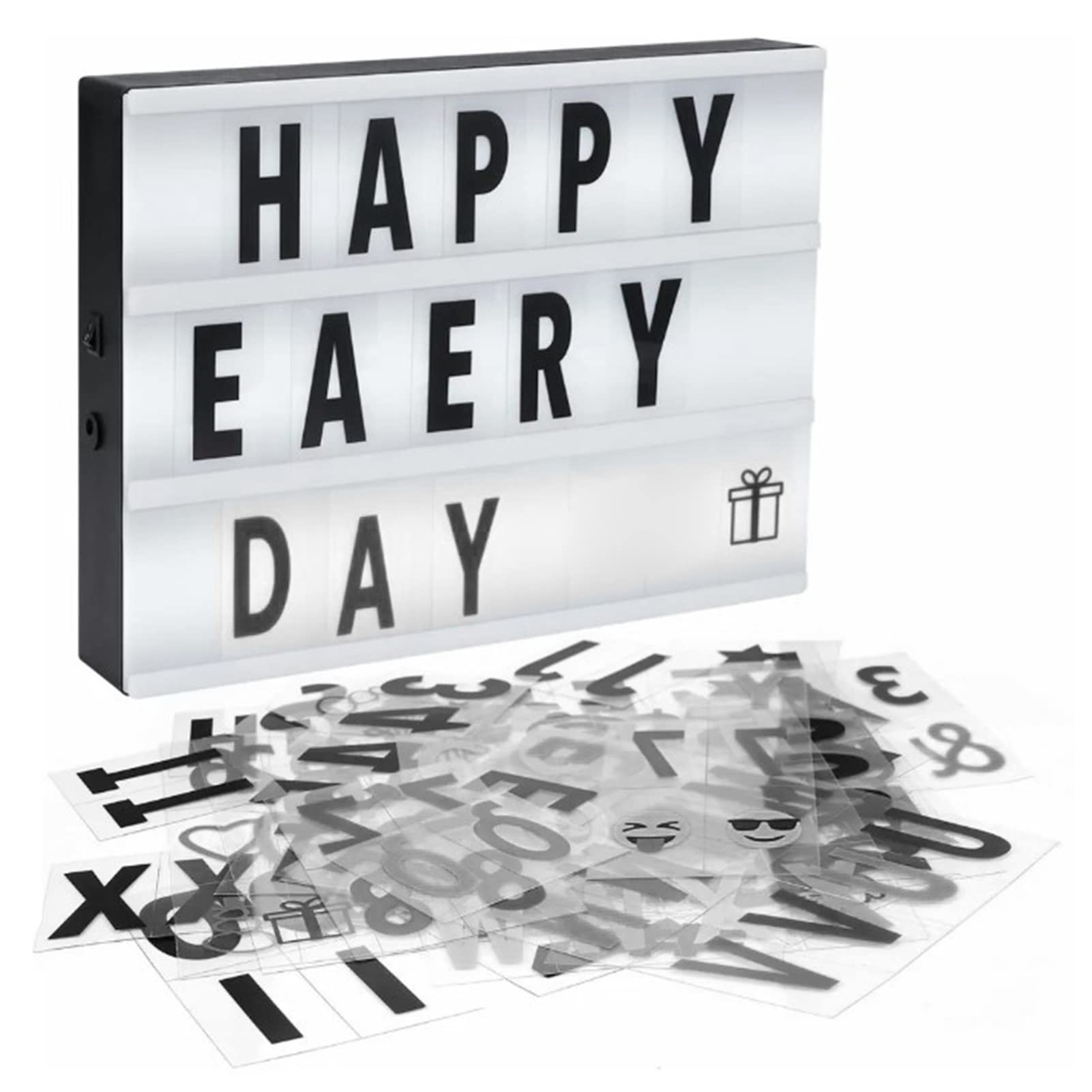 Cinema Light Box,LED Backlit Light Box Sign with 96 Lettering Sticker,Light Up Numbers Letters Board,light box letters Sign Board for Party,Shop Display,room decor,11.8x8.7x1.7in