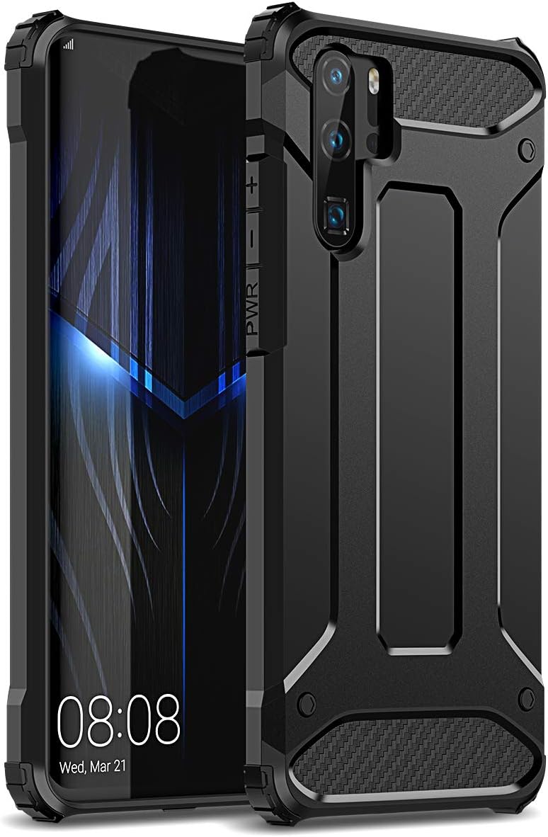 WE LOVE CASE Compatible with HuaWei P30 Pro Case Shockproof Mobile Phone Sleeve Armor Series PC + Silicone Thin Dual Layer Bumper Protection Cover for HuaWei P30 Pro Black