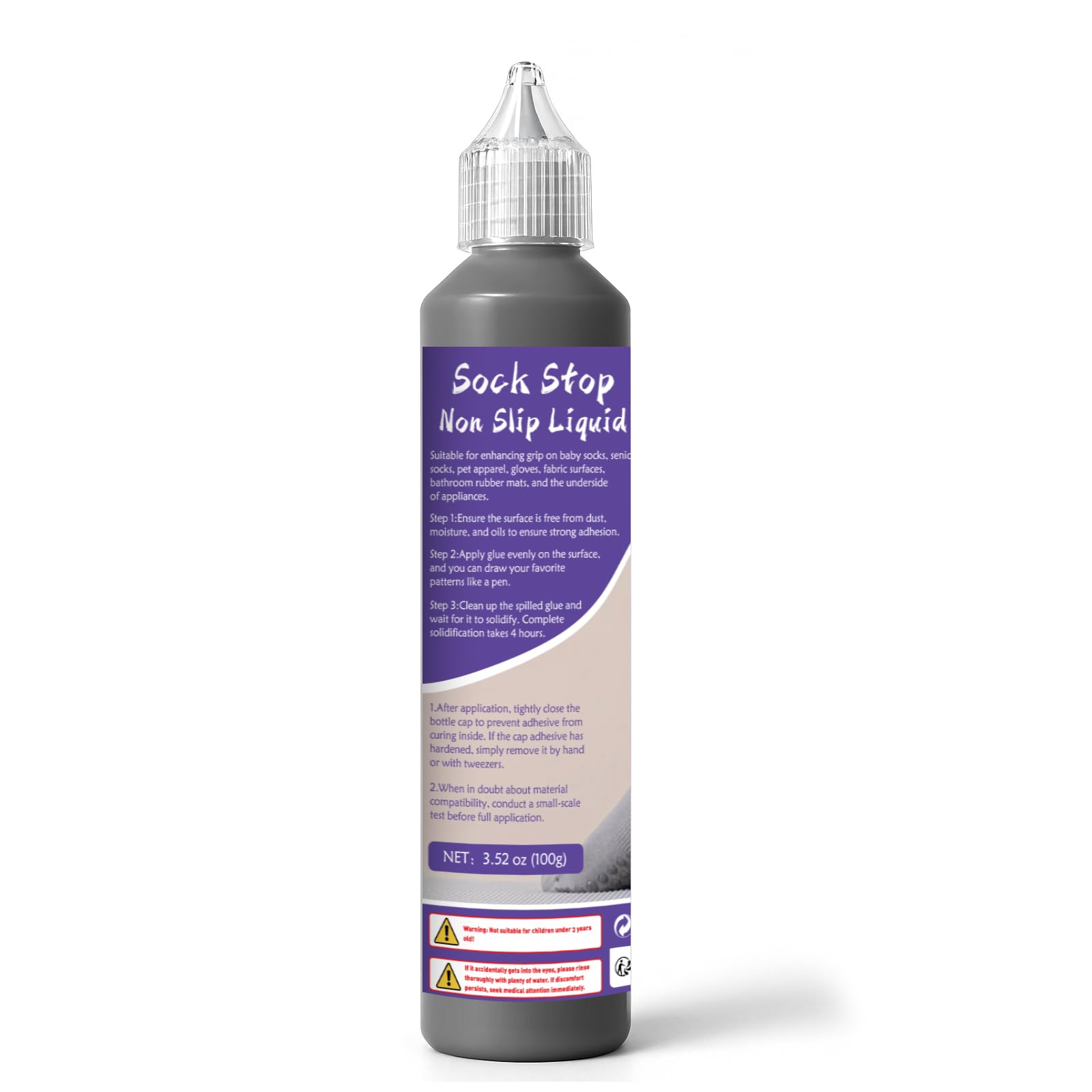 Photo 1 of 1DFAUL 100g Sock Stop Non Slip Glue Clear, Sock Anti Slip Adhesive Waterproof, Latex-Free, Water-Based, Odorless and Washable, for Hangers, Carpets, Bathroom Mats (Black)