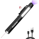 EverBrite Rechargeable Pen Flashlight, 450 Lumen LED Light with UV &amp; Laser | Pocket Flashlight with 365nm UV Blacklight, Magnetic Clip and Red Laser for Inspection, Repair and Pet Stain Detection