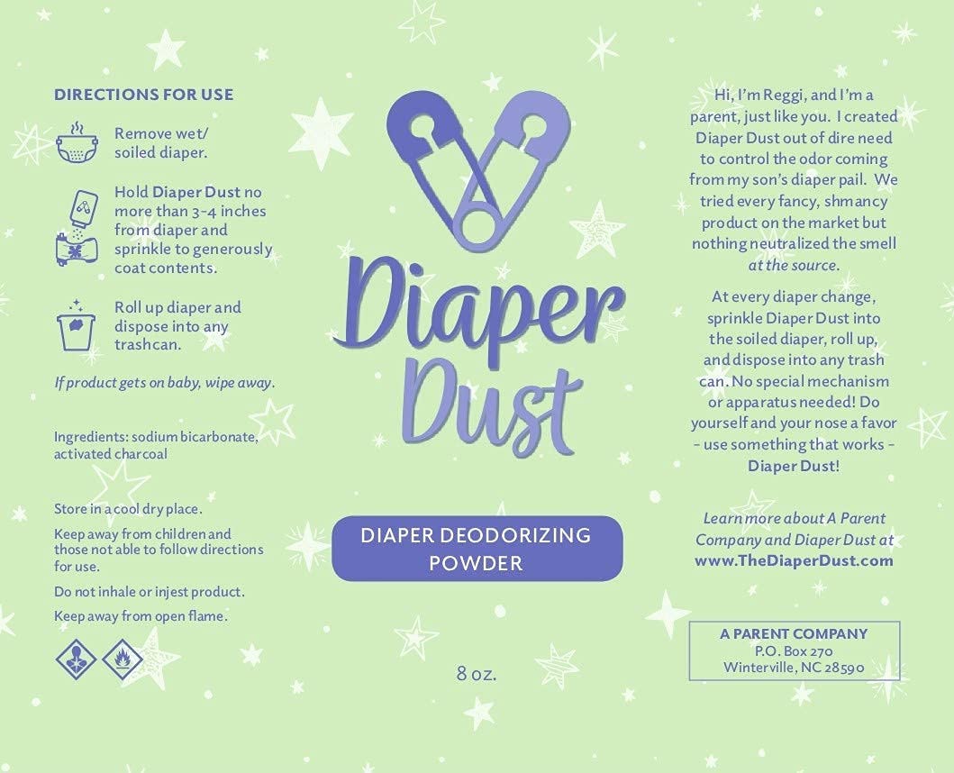 Diaper Dust - Diaper Deodorizing Powder with Activated Charcoal - Diaper Odor Eliminator, No Diaper Pail Needed, Portable and Unscented - Dusting Powder Diaper Smell Eliminator, 2 Pack