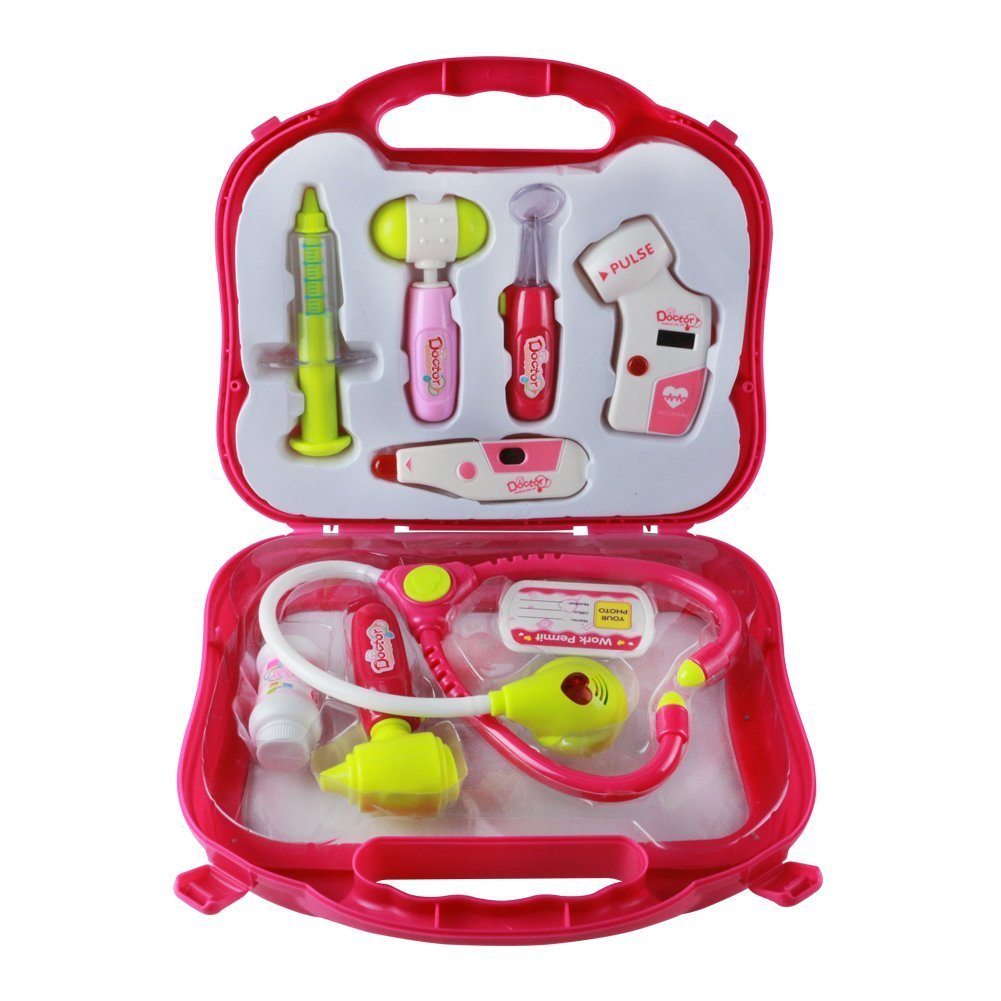 jerryvon Doctor Kit Girls Toys Medical Case Pretend Role Game Doctor Nurse Playset Gift for Kids Girls Over 3 Years Old, Pink