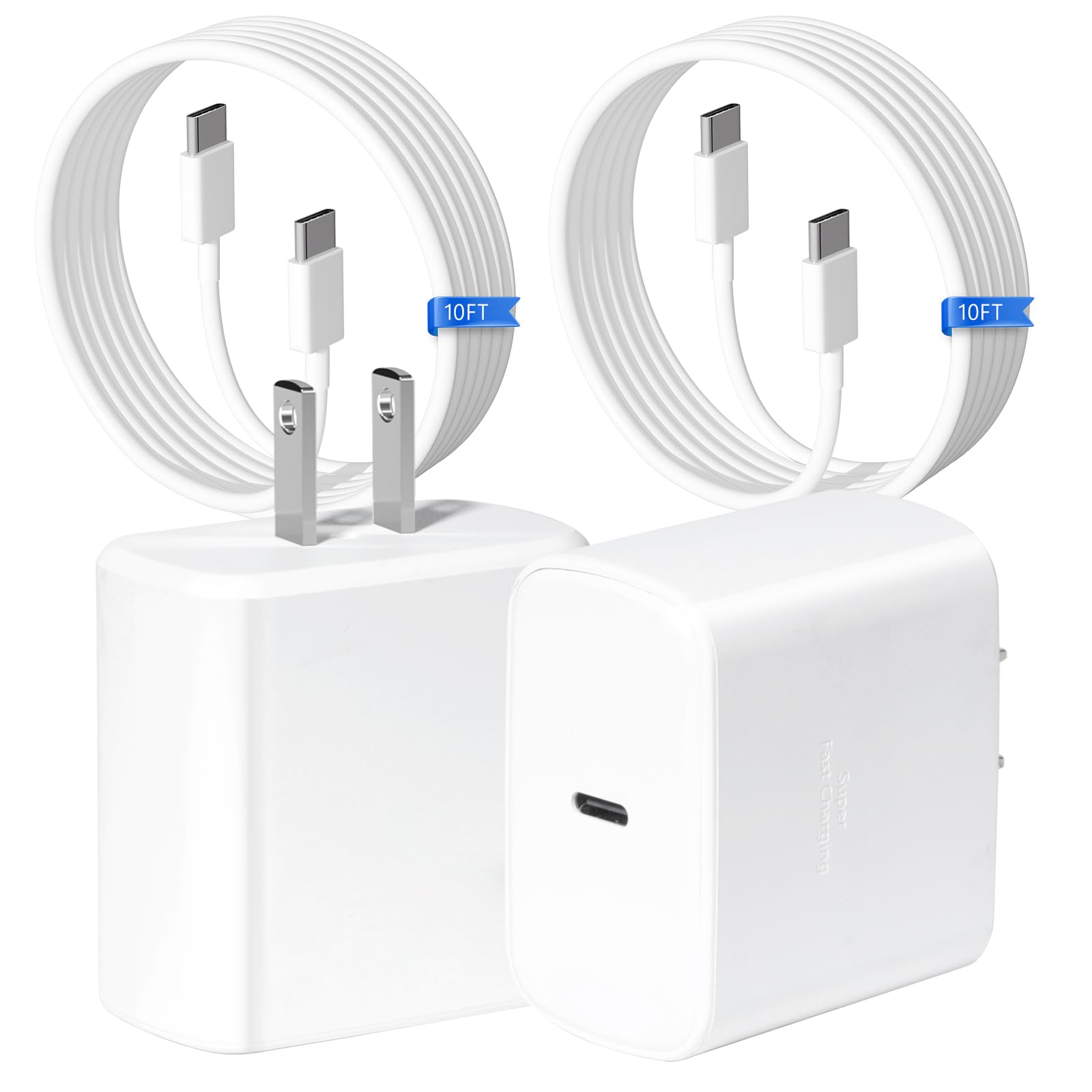 Fast USB C Charger for Samsung,45W Samsung Charger Fast Charging Block,2Pack USB C Android Phone Chargers 10FT Long TypeC Charging Cord for SamsungGalaxy S25 Ultra/S25+/S24 FE/S24+/S23/S22 FE/S21/S20+ Image