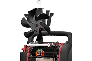 SCKEE Wood Stove Fan Compatible for Buddy Heater,Heat Powered Fireplace Fan with Bracket Compatible for Mr Heater Propane Log Burner Wood Burning Stove Accessory for Camping Outdoor Indoor Use (Black)