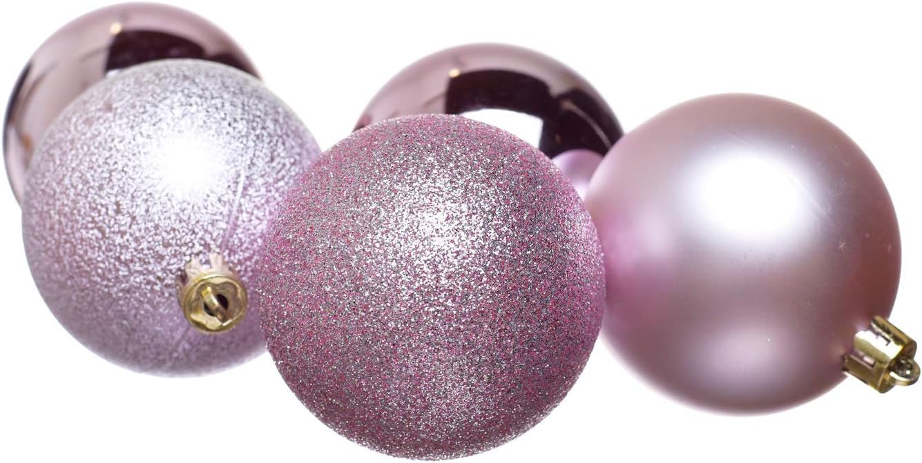 Heitmann Deco Christmas Tree – Set of 25 – Baubles – Christmas Tree – Christmas Baubles – Pink – Matt, Glossy, Glitter – Approx. 5.8 cm