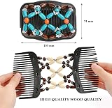 TIMESETL Wooden Hair Comb Clips 6pc Magic Beads Stretchy Women Girls view 4