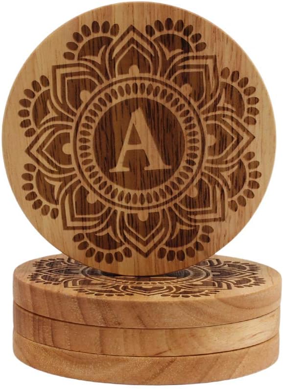 26 letters To Choose From, Housewarming Gifts for New Home, Best Housewarming Gifts, Monogram Coasters, Cup Mat, Drink Coasters Set, 4 Coasters, Monogram A