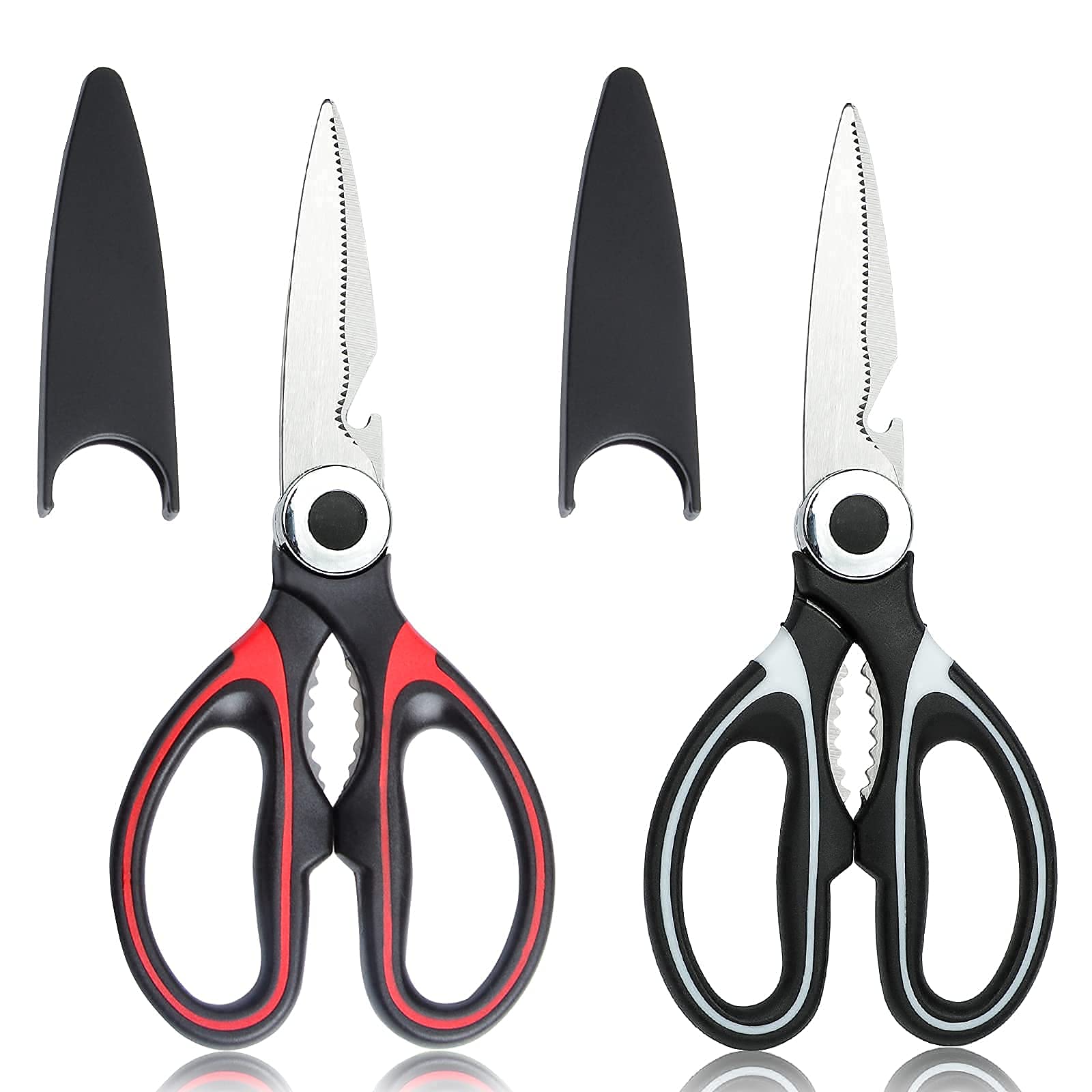 2Pcs Latest Sharp Kitchen Scissors Heavy Duty Kitchen Scissor Stainless Steel Multi-Purpose Scissors for Fish Meat Vegetable Bones Nuts Dishwasher Safe.