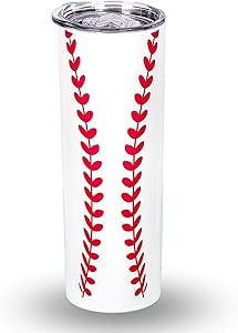 Baseball Skinny Tumbler Cup with Lids, 20oz Slim Coffee Mug Stainless Steel Vacuum Insulated TumblerCoffee, Tea, Beverages Cup Sports Gifts (baseball)