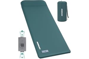 INNERWILD Sleeping Pad for Camping, 3.15" Thick Self Inflating Sleeping Camping Pad with Pillow&Electric Pump,Memory Foam Camping Mattress Pad, 4-Season Camp Sleeping Mat for Travel,Car,Tent,Home-Green