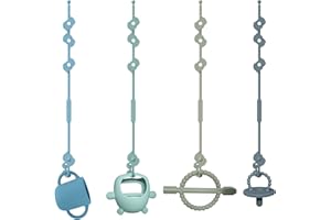 MISSLILI 4 Pack Toy Straps for Baby, Toy Safety Straps, Silicone Adjustable Baby Pacifier Teether Straps,Can Be Used for Teethers, Feeding Bottles, Toys, Baby Cribs, High Chairs