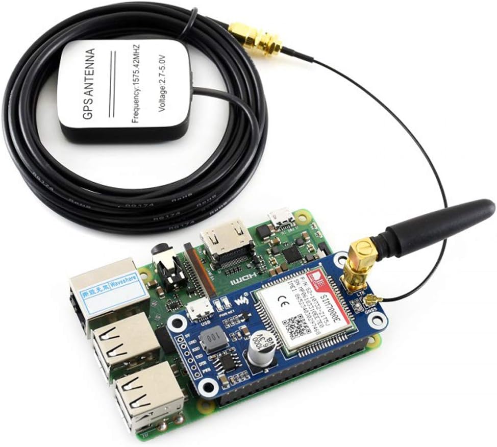 ALLPARTZ Waveshare NB-IoT/eMTC/Edge/GPRS/GNSS HAT for Raspberry Pi Based on SIM7000E for Europe, Africa, Australia, Southeast Asia
