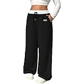 SOLY HUX Women's Plus Size Sweatpants Elastic High Waisted Wide Leg Baggy Pants with Pockets